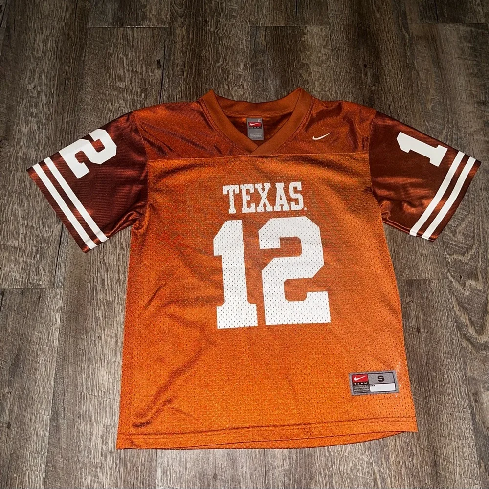 VTG Texas Longhorns Jersey S 8/10 Burnt Orange NCAA Football #12‎ Mesh Nike KIDS